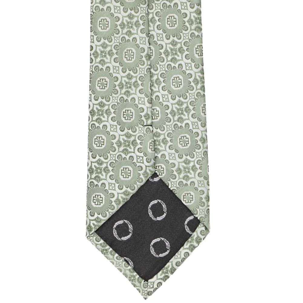 Mint Green Emma Floral Pattern Extra Long Necktie