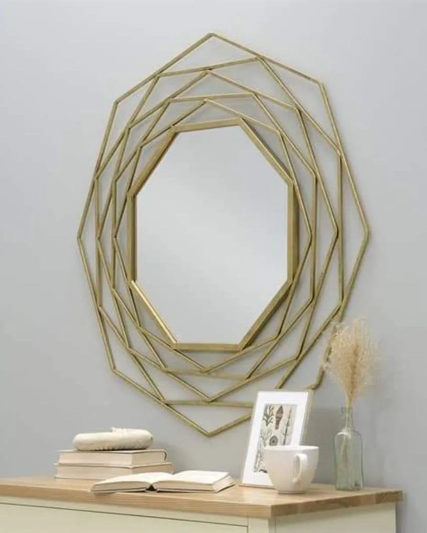 Modern and Geometric Elegance Triangle Design Metal Wall Mirror | 24 inches