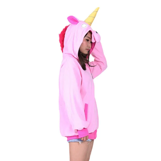 New Novelty Women Hoodies Fashion Cartoon unicorn Sweatshirts Tracksuits Women gardigan hoodies Girl Winter cute Hooded Jacket