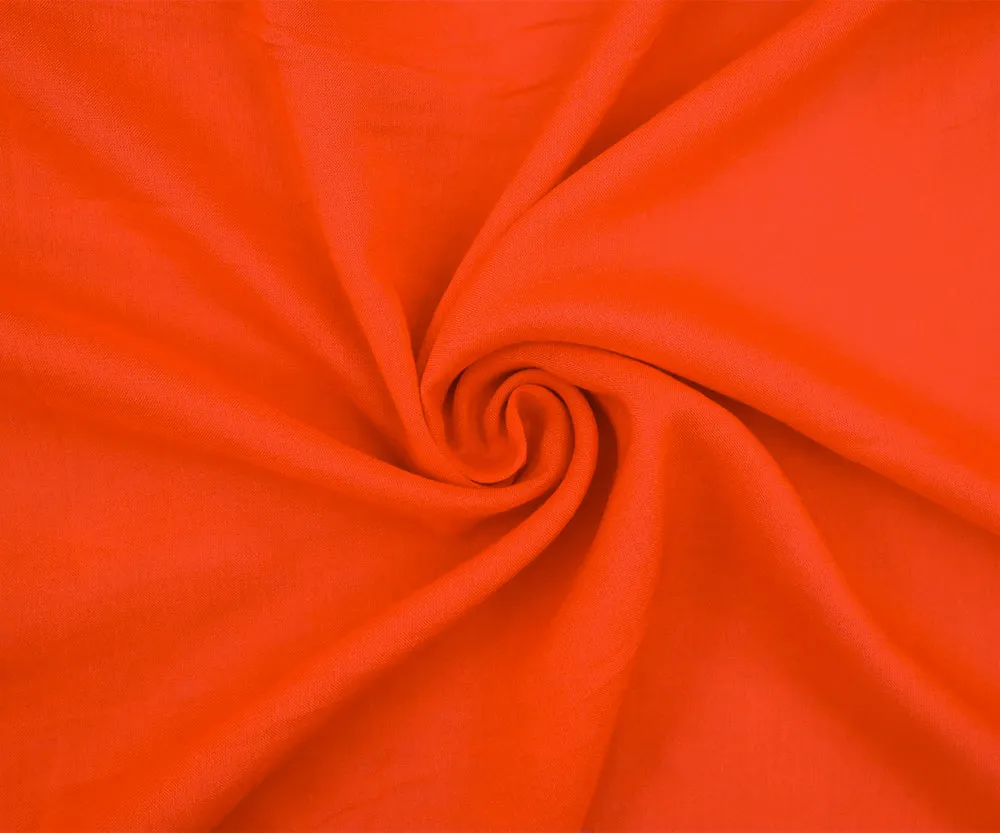 Orange Solid Challis Woven Fabric