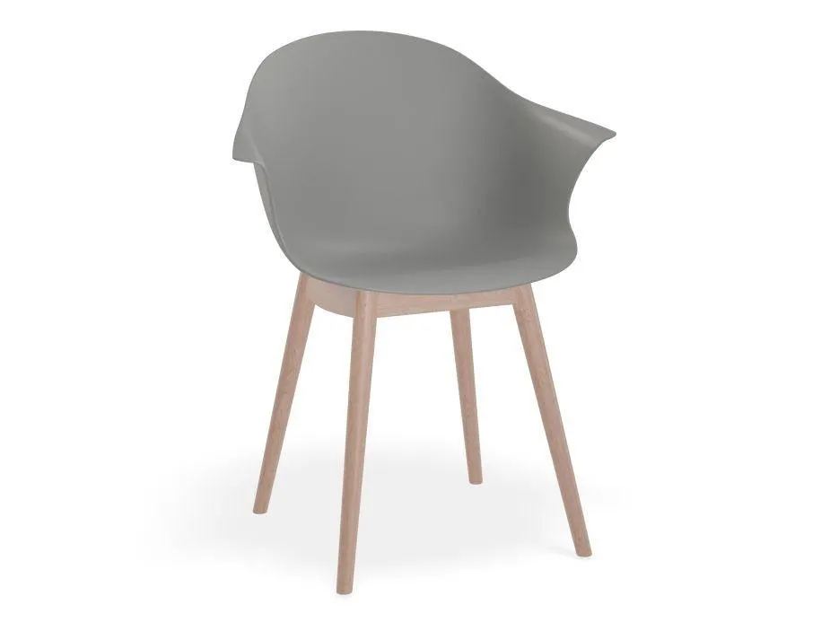 Pebble Armchair Grey with Shell Seat - 4 Post Base with Black Legs