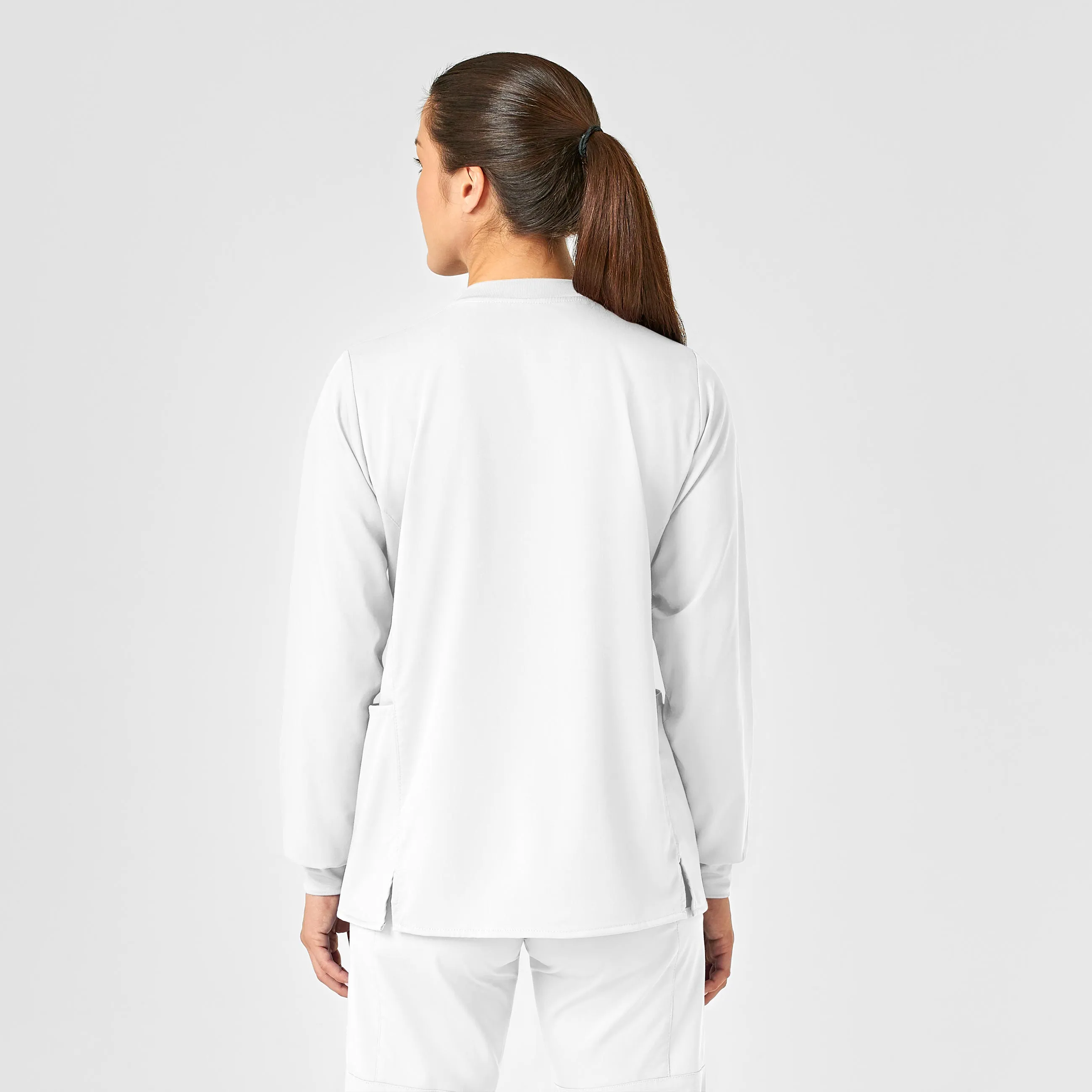 PRO Women's Snap Front Scrub Jacket - White