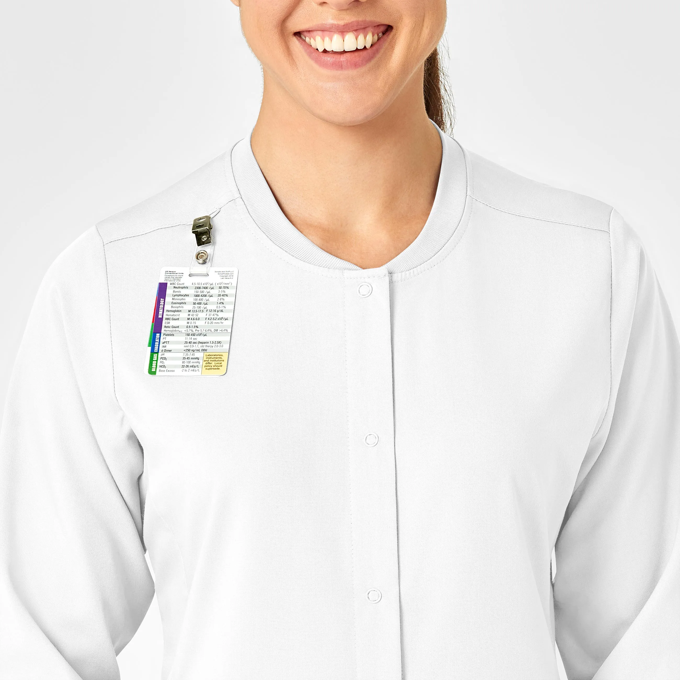 PRO Women's Snap Front Scrub Jacket - White