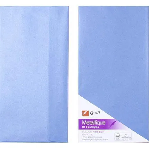 Quill Dl Metallique Envelopes Blue Pack 10