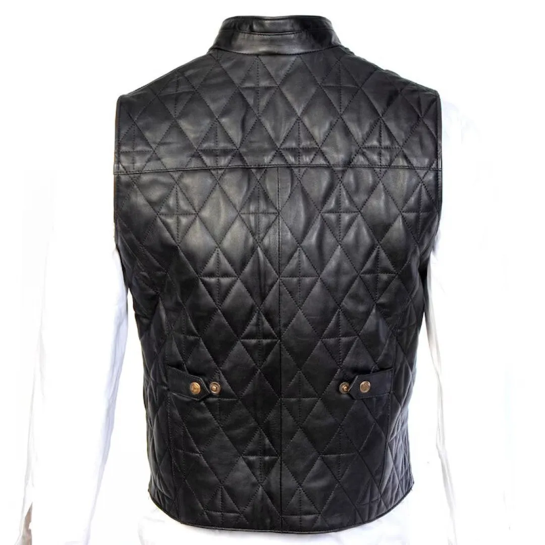 Quilted Leather Vest Made With Lamb Skin