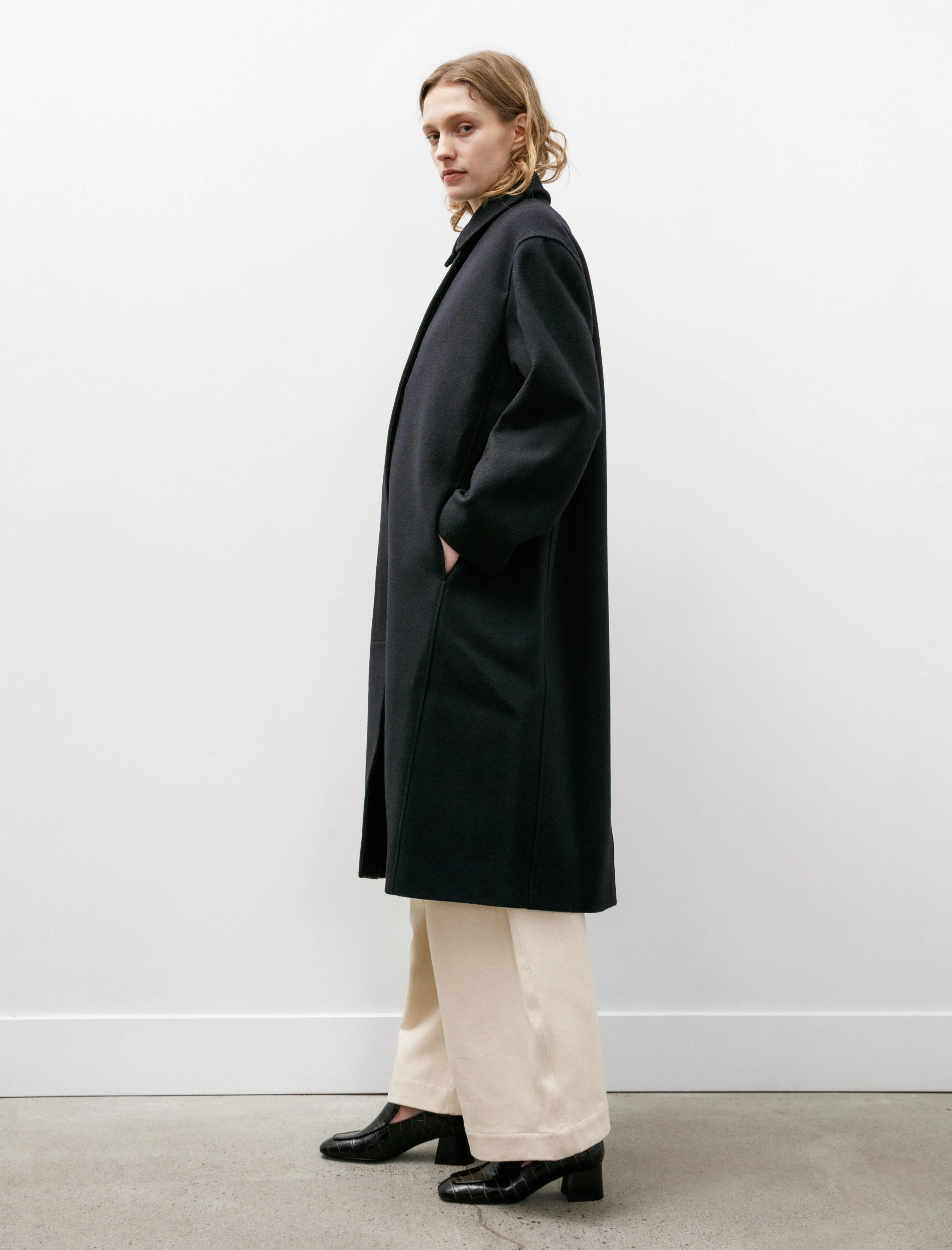 Ria Rounded Overcoat Dark Navy