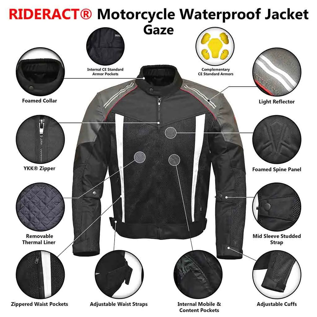 RIDERACT® Waterproof Motorcycle Jacket Gaze Cordura Riding Jacket