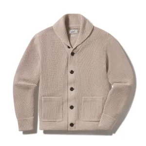 Shaker Stitch Cotton Shawl Cardigan Sweater - Peyote