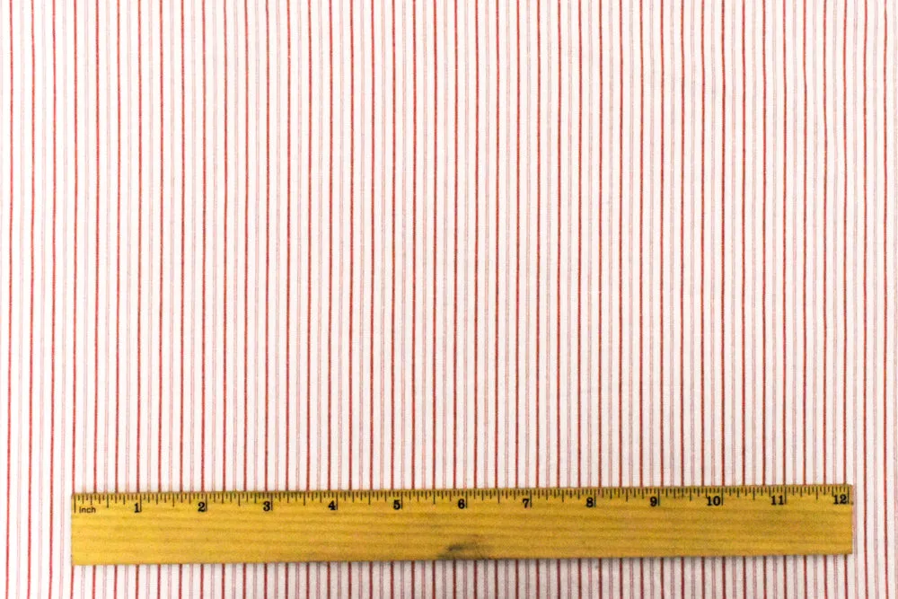 Simple Red-White-Pink Stripe Stretch Cotton Broadcloth Woven Fabric