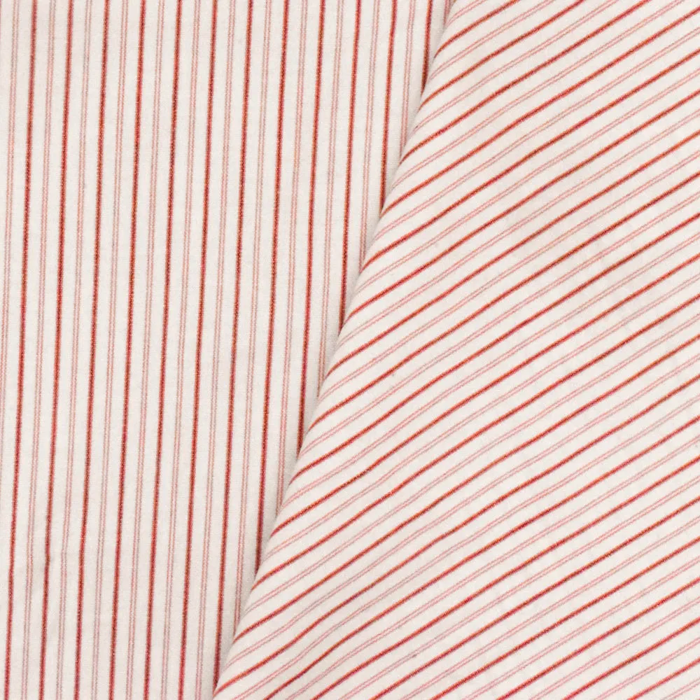 Simple Red-White-Pink Stripe Stretch Cotton Broadcloth Woven Fabric