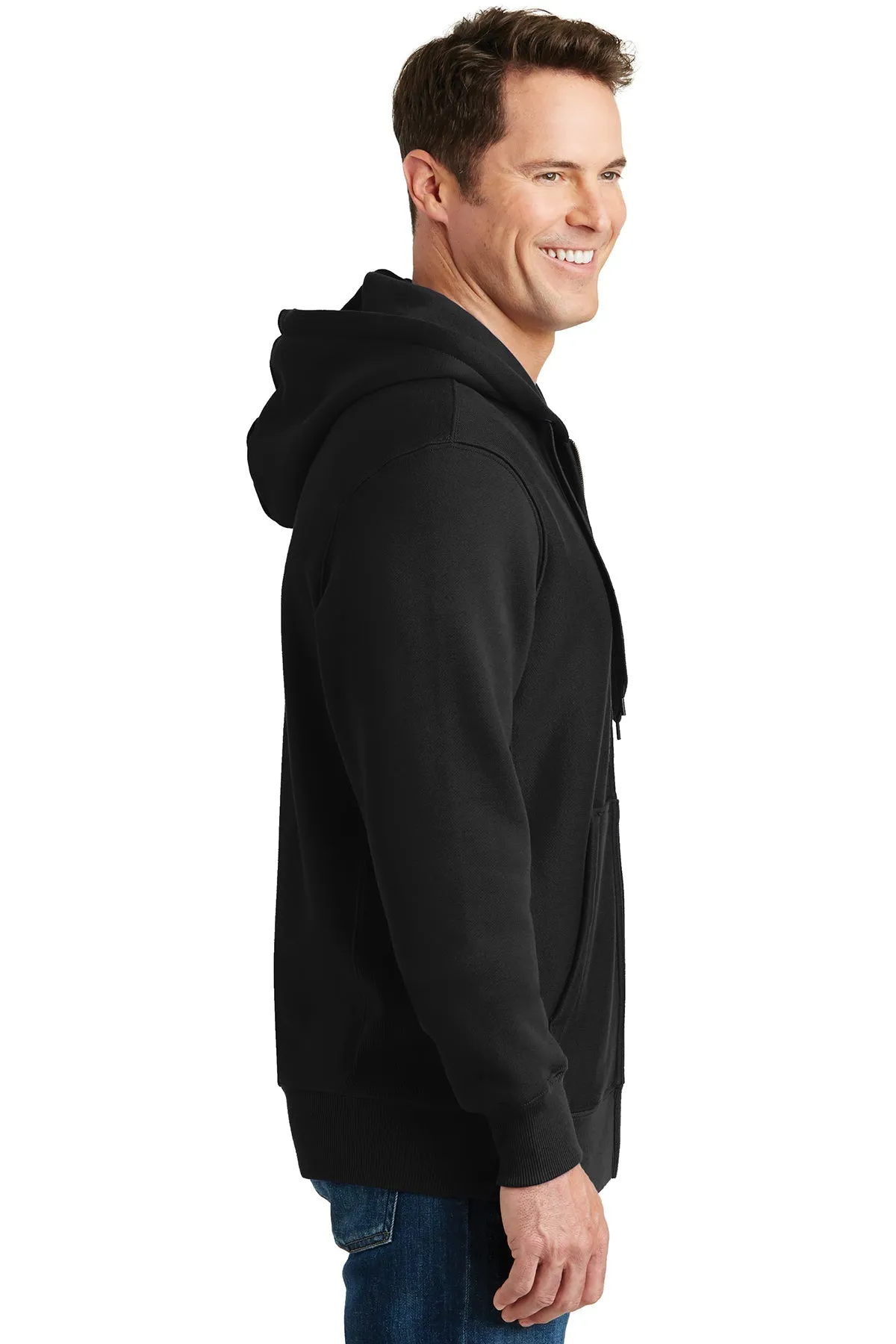 Sport-Tek Super Heavyweight Branded Full-Zip Hooded Sweatshirts, Black