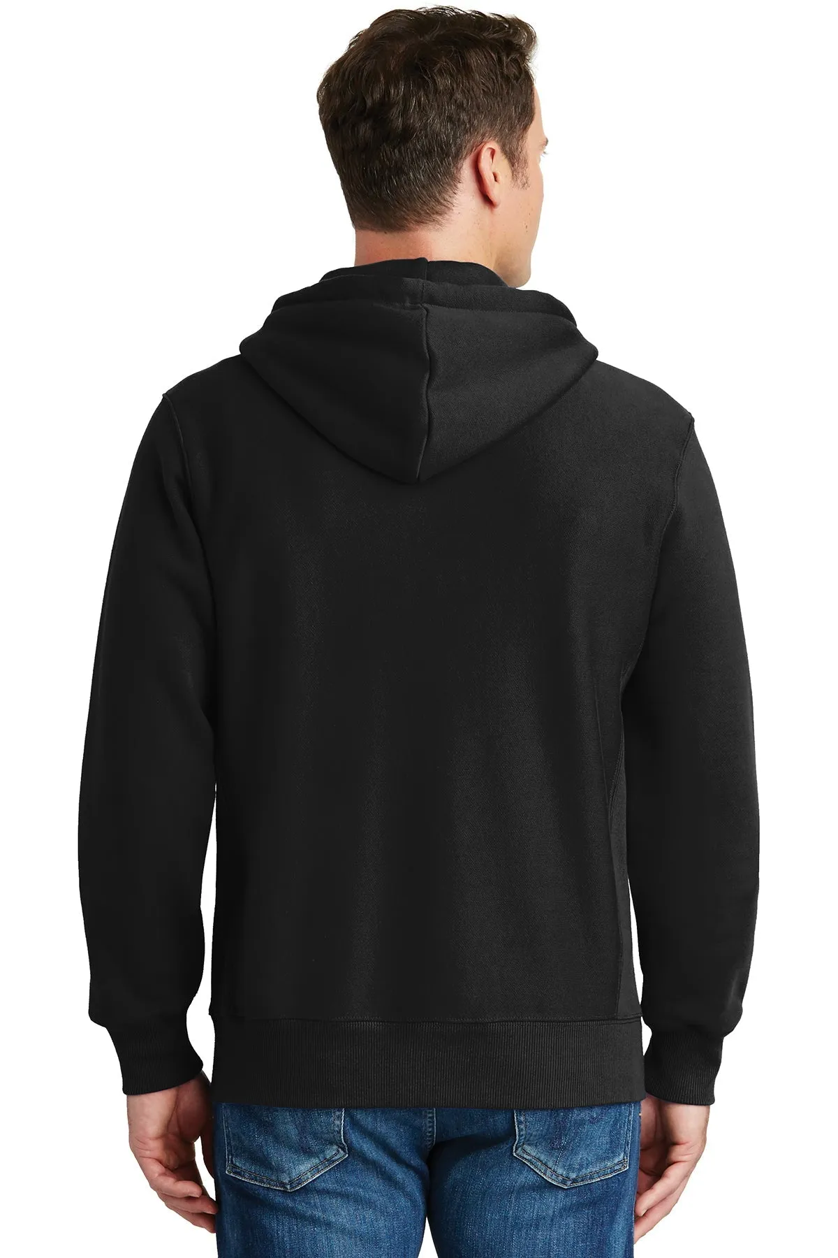 Sport-Tek Super Heavyweight Branded Full-Zip Hooded Sweatshirts, Black