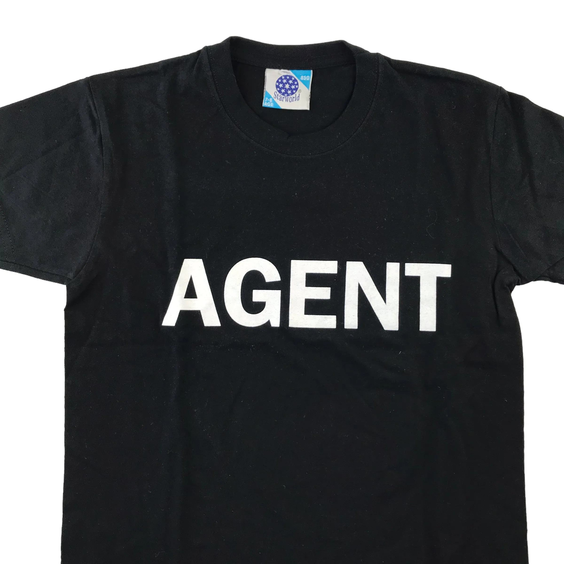 Star World t-shirt 7-8 years black AGENT print short sleeve cotton