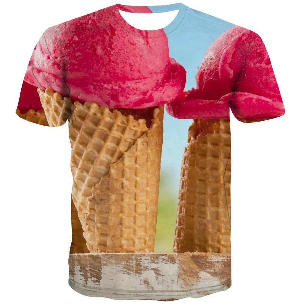 Sweet T shirts Men Gourmet Tshirt Anime Icecream Tshirts Novelty Colourful T shirts Funny