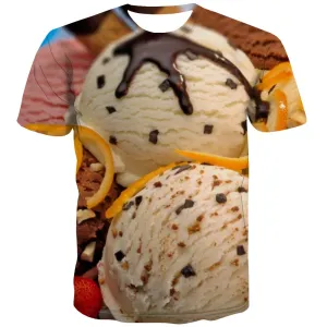 Sweet T shirts Men Gourmet Tshirt Printed Icecream T shirts Funny Colourful Tshirt Anime