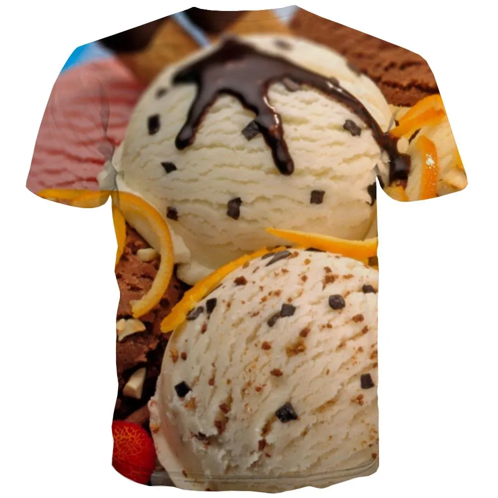 Sweet T shirts Men Gourmet Tshirt Printed Icecream T shirts Funny Colourful Tshirt Anime