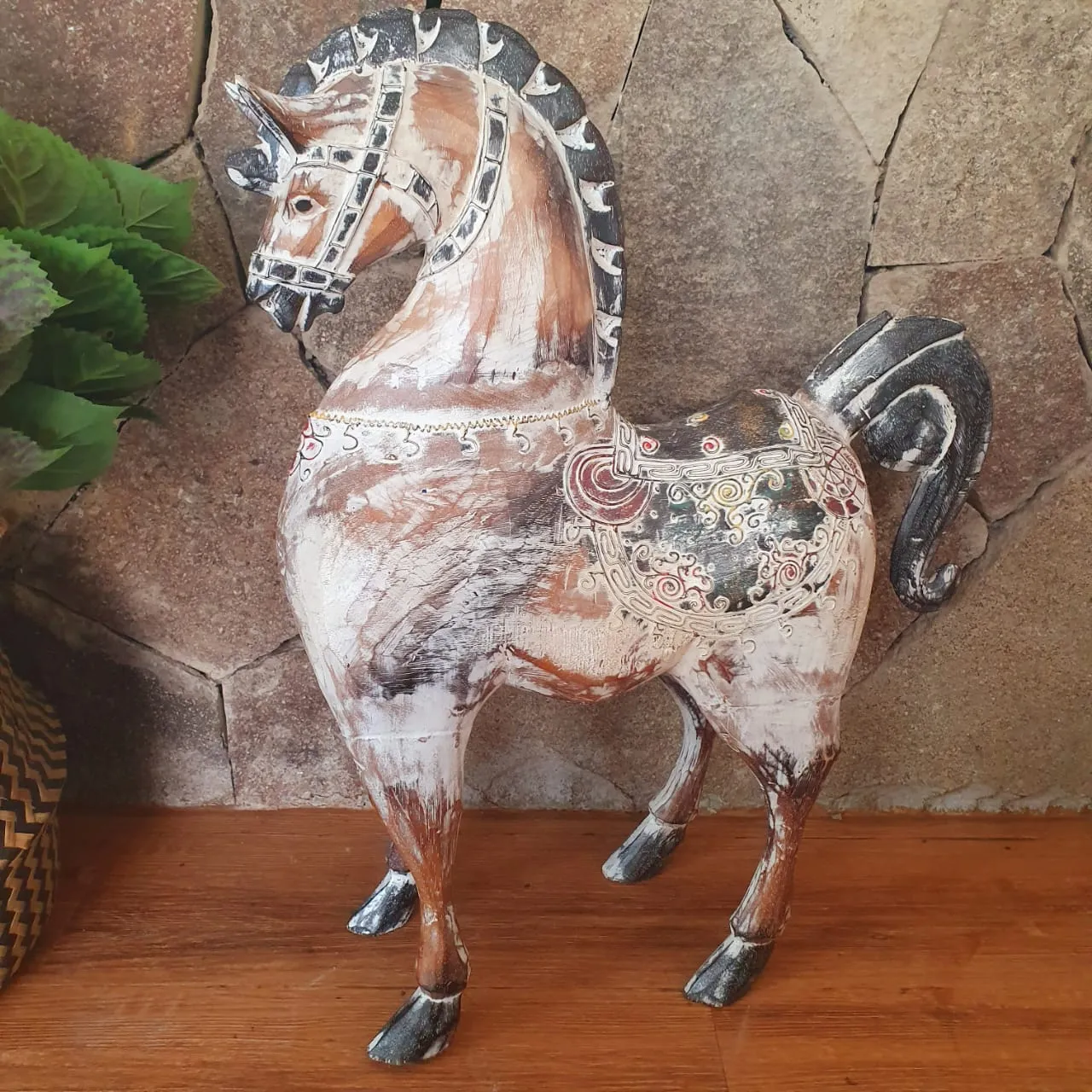 Tall Antique Carved Wooden Horse