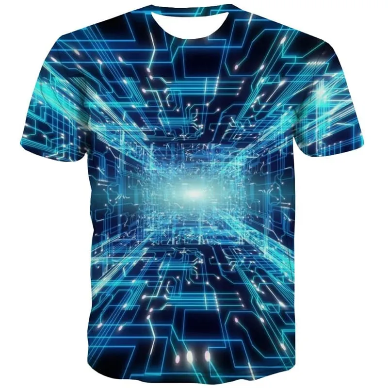 Technology T shirts Men Novel T-shirts Graphic Harajuku Shirt Print Blue Tshirt Printed