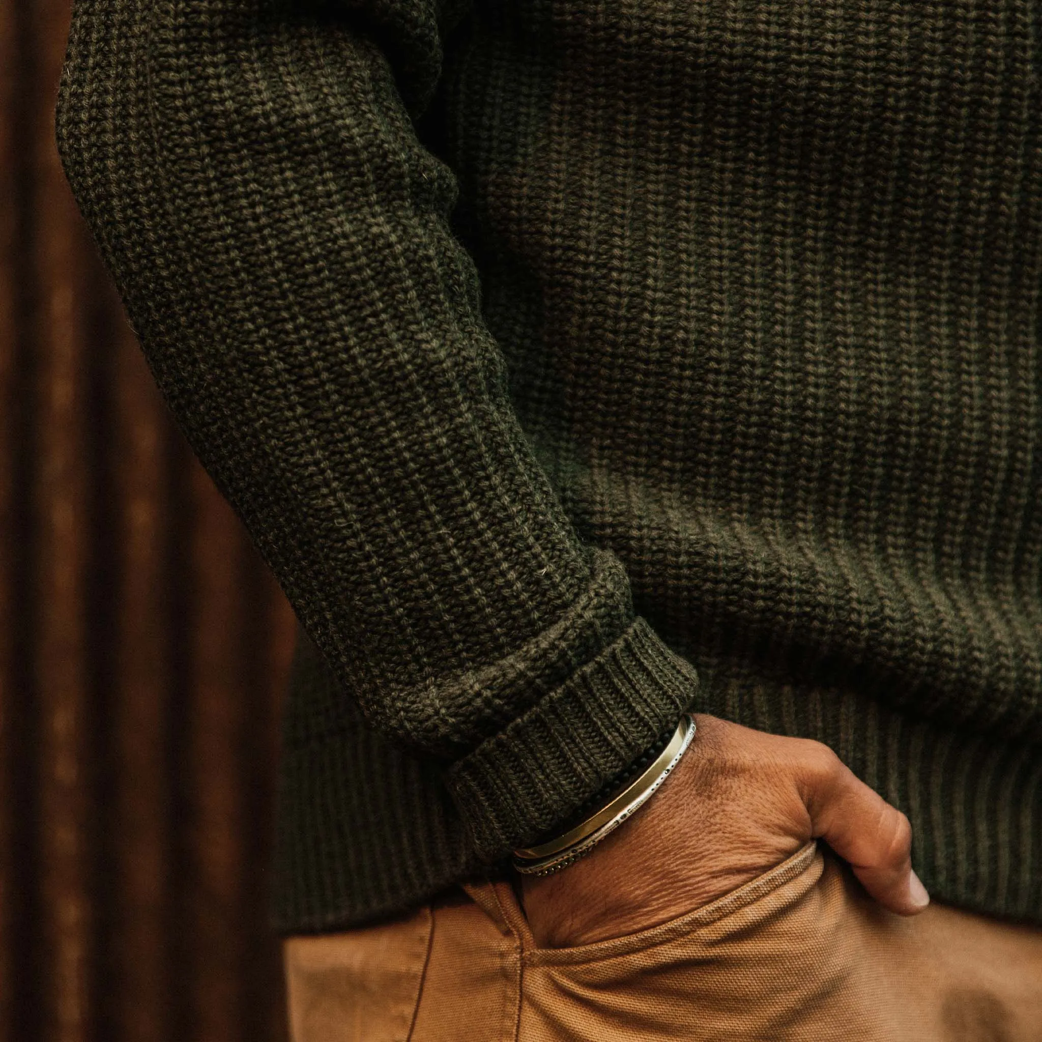 The Wharf Sweater in Dark Olive