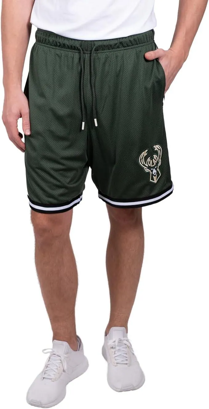 Ultra Game NBA Official Men’s Slam Active Basketball Training Shorts - Unisex, Milwaukee Bucks, Team Color|Milwaukee Bucks