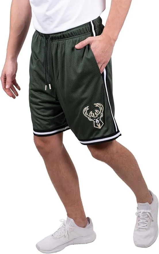 Ultra Game NBA Official Men’s Slam Active Basketball Training Shorts - Unisex, Milwaukee Bucks, Team Color|Milwaukee Bucks