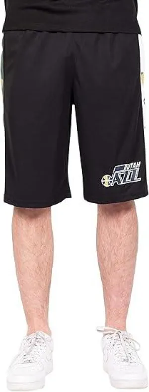 Ultra Game NBA Official Men’s Super Soft Active Workout Basketball Training Shorts - Unisex, Utah Jazz, Black|Utah Jazz