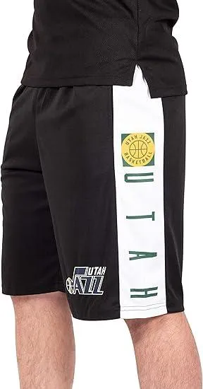 Ultra Game NBA Official Men’s Super Soft Active Workout Basketball Training Shorts - Unisex, Utah Jazz, Black|Utah Jazz