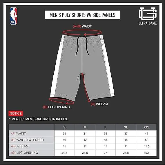 Ultra Game NBA Official Men’s Super Soft Active Workout Basketball Training Shorts - Unisex, Utah Jazz, Black|Utah Jazz