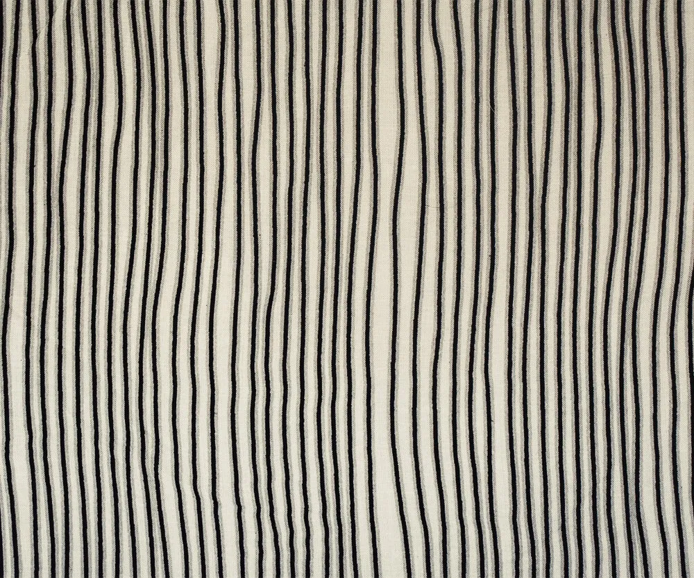 White-Black-Gray Stripe Printed Rayon Challis Woven Fabric