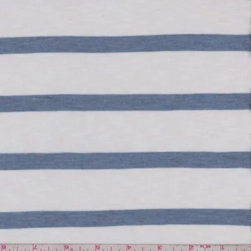 White/Slate Blue Stripe Slubbed T-Shirt Knit Fabric