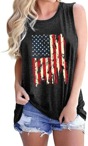 Women American USA Flag Tank Tops 4th of July Patriotic Shirt