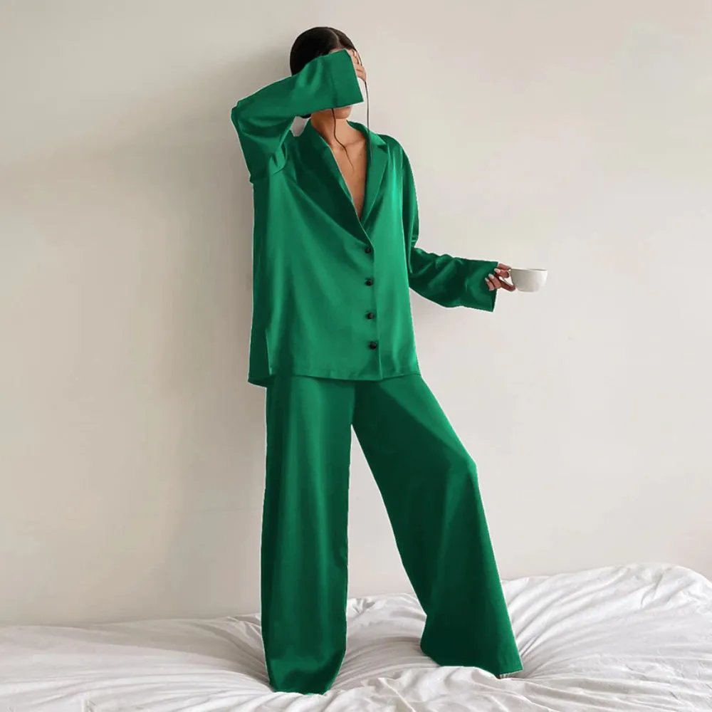 Women Long Sleeves Leg Pants Trouser Suits