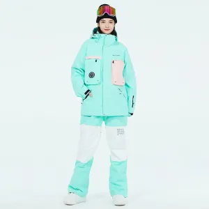 Women Winter Hooded Ski Overalls Snowsuits