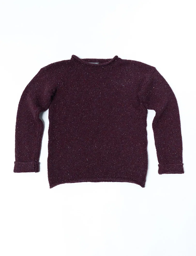 Womens Chunky cuffed jumper - Berry marl