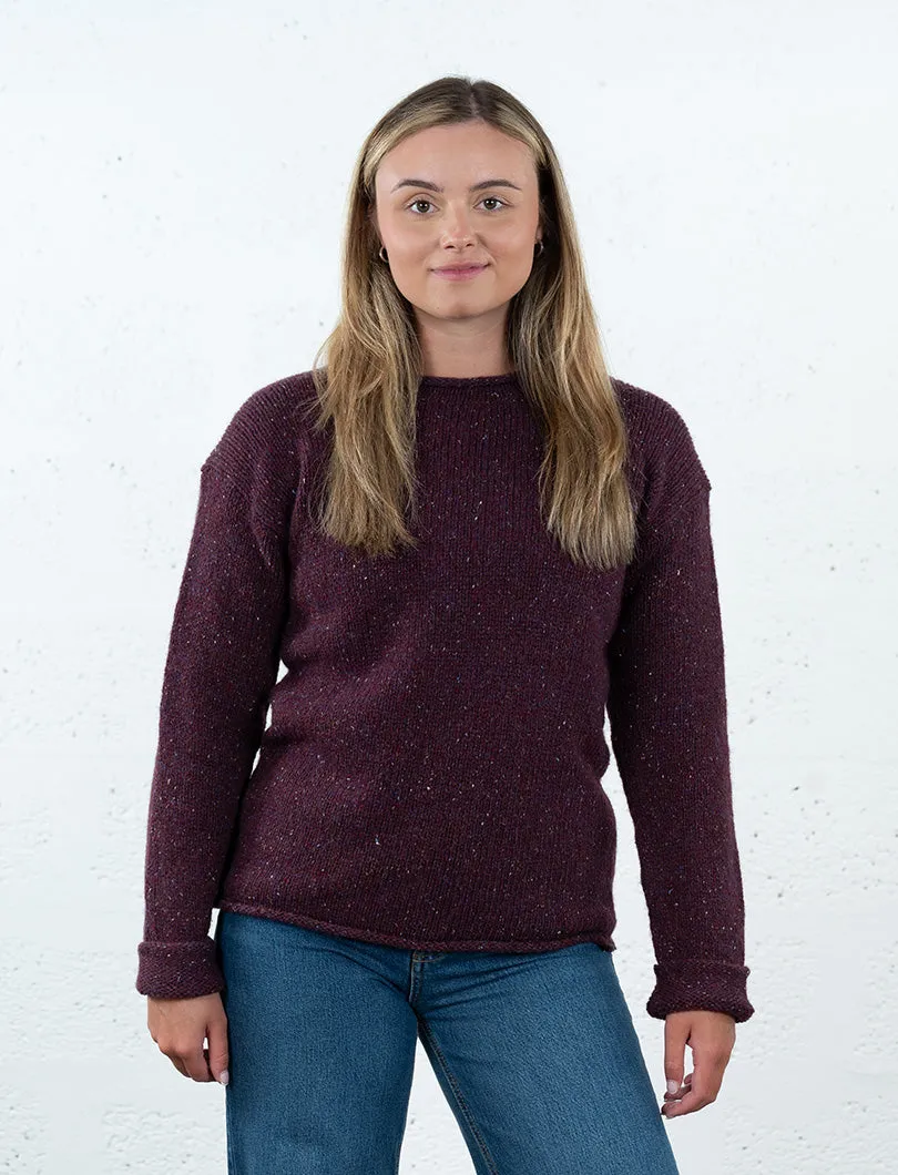 Womens Chunky cuffed jumper - Berry marl