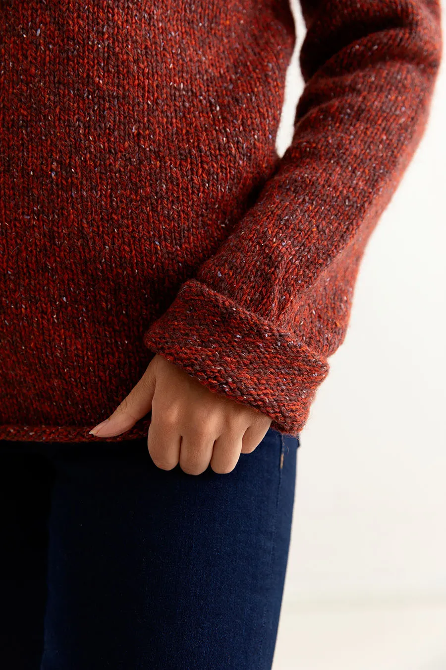 Womens Chunky cuffed jumper - Russet marl