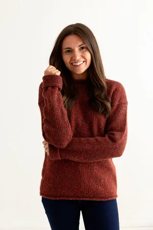 Womens Chunky cuffed jumper - Russet marl